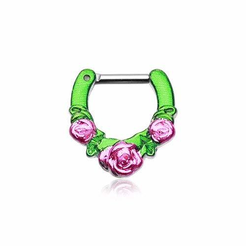 WildKlass Jewelry Black Septum Clicker 16g 1//4 6mm Light Blue Opal Hexa Gemina Septum Ring