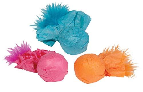 Primary image for MPP Cat Toys Bright Paper Ball Rattlers Crinkle Feather and Catnip 3 Pack Roller