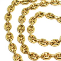18K YELLOW GOLD MARINER CHAIN BIG 6 MM, 20 INCHES, ANCHOR ROUNDED NECKLACE image 2