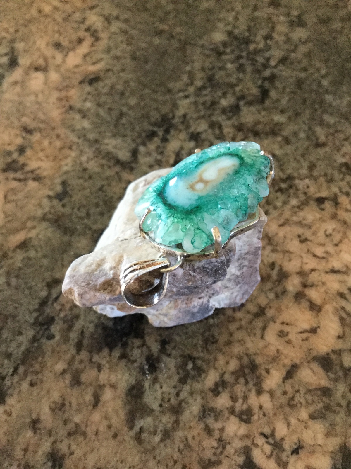 Natural Green White Solar Quartz Sterling Silver Pendant Necklaces