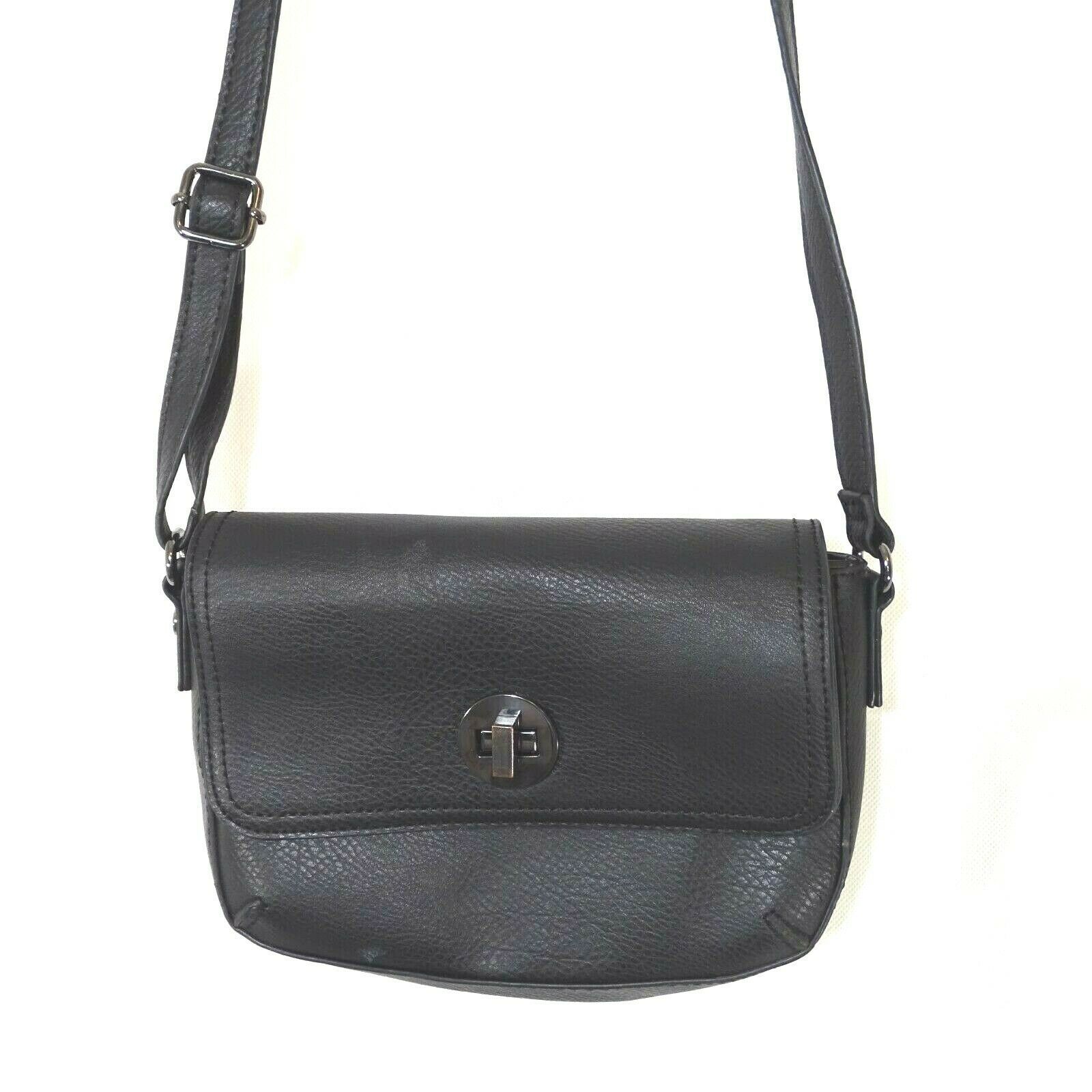 Faux Vegan Leather Crossbody Bag Purse Handbag Black Adjustable Strap 6 x 9 - Women&#39;s Bags ...