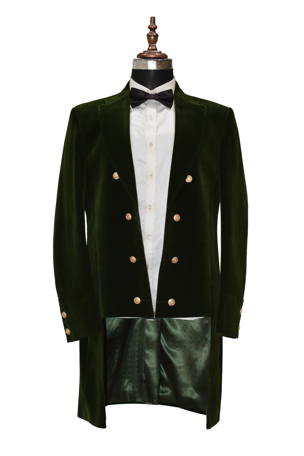 Men Olive Green Smoking Jacket Designer Party Wear Long Coat - Men's ...