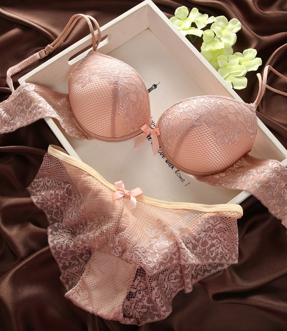 SEXY push up bras set sets women underwear lingerie WEDDING DAY khaki