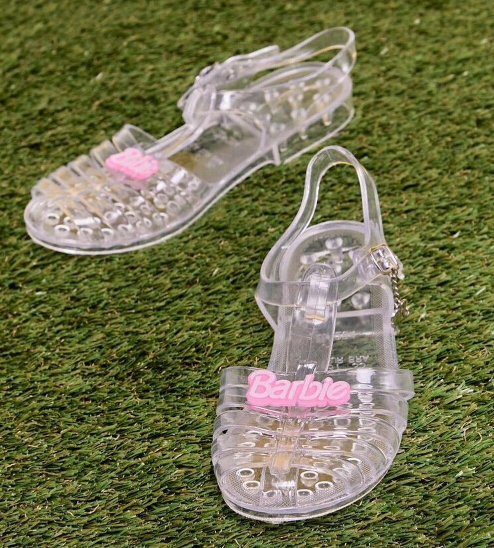 Barbie Clear Transparent Strappy Jelly Sandals WOMEN'S SIZE 7 mary jane strap