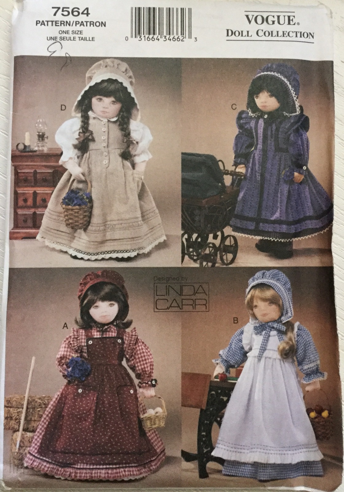 Vogue 7564 Doll Prairie Wardrobe for 18" Dolls Designed by Linda Carr