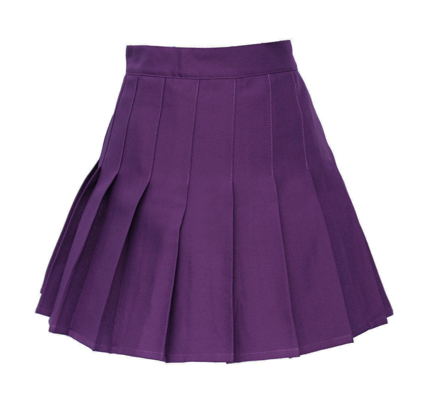 High Waist Solid Pleated Mini Slim Single Tennis Skirts (S,Dark Purple)