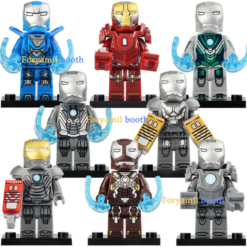 8pcs/set Iron Man Armor MK24 MK25 MK29 MK30 MK34 MK35 Minifigure ...