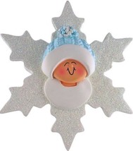 Baby Boy Christmas Ornament First Christmas Gift Snowflake Personalize Bib Free - $13.81