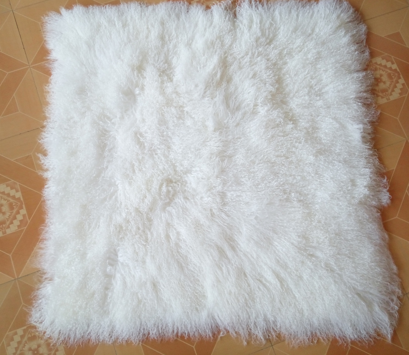 White Mongolian Fur Rug Throw Carpet Blanket Tibet