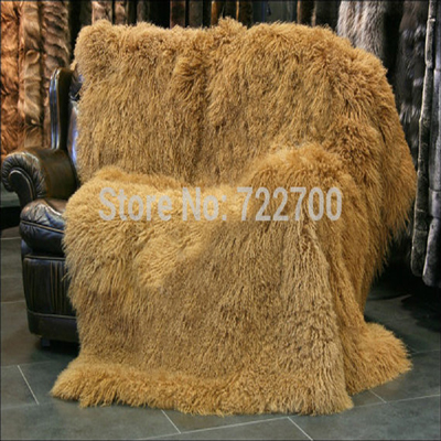Mongolian Lamb Fur Rug Decorative Blankets Throw Tibetan Blanket Bed Carpet New