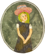 Girl in a Big Hat: Quilted Art Wall Hanging - $335.00
