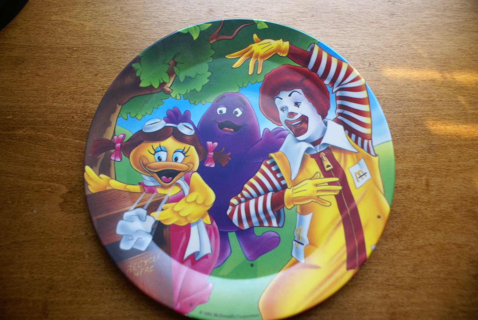 Ronald McDonald, Grimace, and Birdie Recycling Plastic Plate ( McDonald