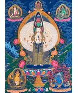 Hand-painted 8 Armed Lokeswor Tibetan Thangka, Art on Canvas 22 x 30-Inch - $239.00