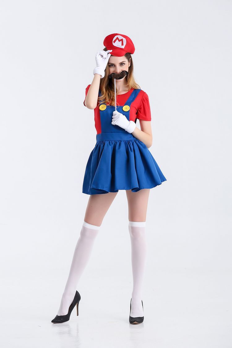 Womens Luigi Skirt Version Adult Costume Super Mario Brothers Mario Costume Women 