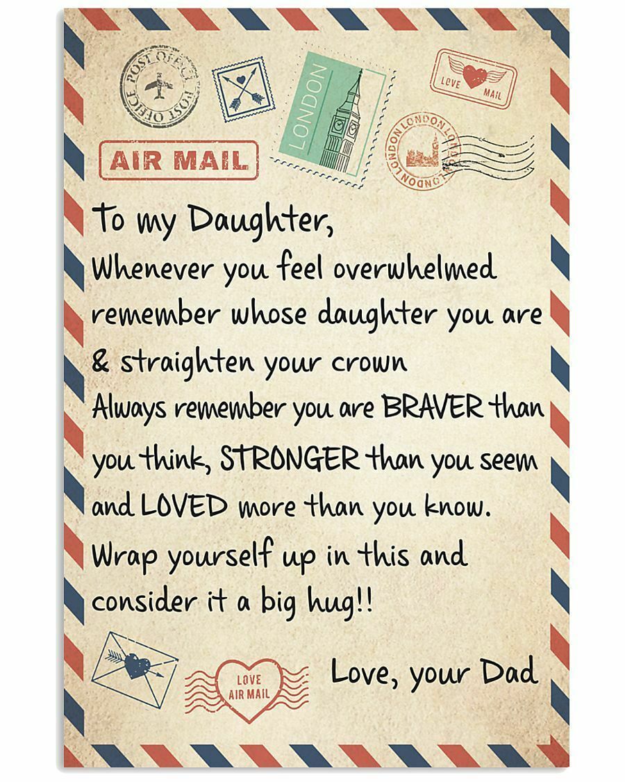 Letter Vintage Poster Unframe Wall art Printing Decor Gift For Daughter Love Dad
