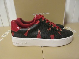 Michael Kors LACE-UP Mini Mk Logo Pvc Shoes Black Multi 7.5M - 8M New - $100.75