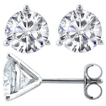 Round Brilliant Cut Cubic Zirconia CZ Martini Stud Earrings .925 Sterling Silver - $16.81+