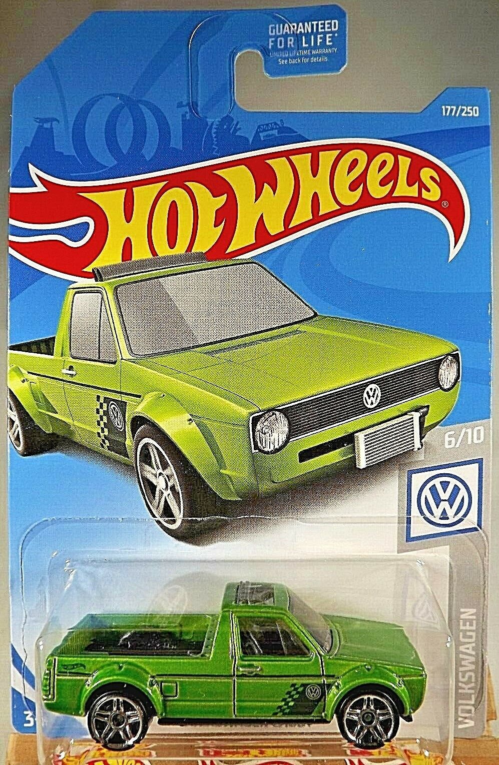 2019 Hot Wheels #177 Volkswagen 6/10 VOLKSWAGEN CADDY-Pickup Green w ...