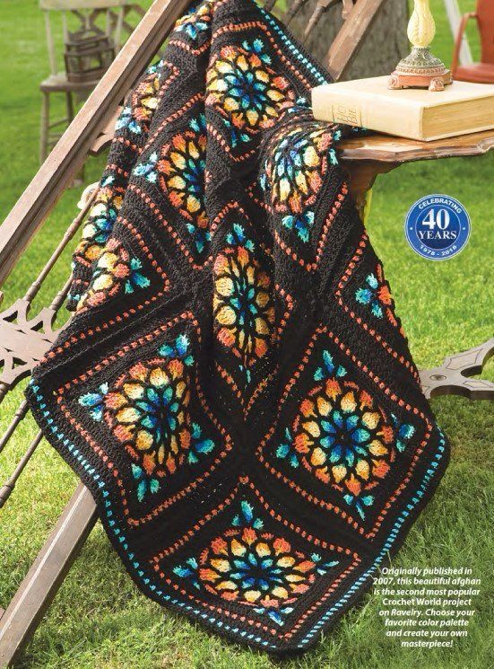 Z547 Crochet PATTERN ONLY Stained-Glass Afghan Throw Pattern - Patterns ...