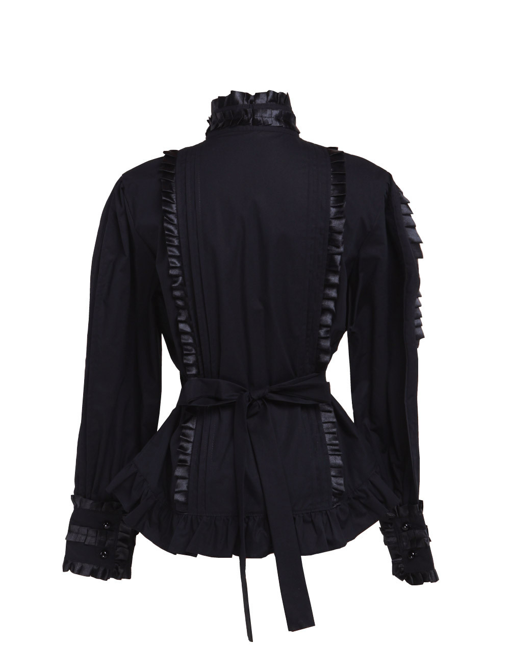 Black Stand-up Collar Lace Bow Ruffle Gothic Victorian Lolita Shirt ...