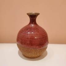 Studio Ceramic Vase, Vintage Signed Hand Thrown Clay Pot, Red Glaze, Art Pottery image 2