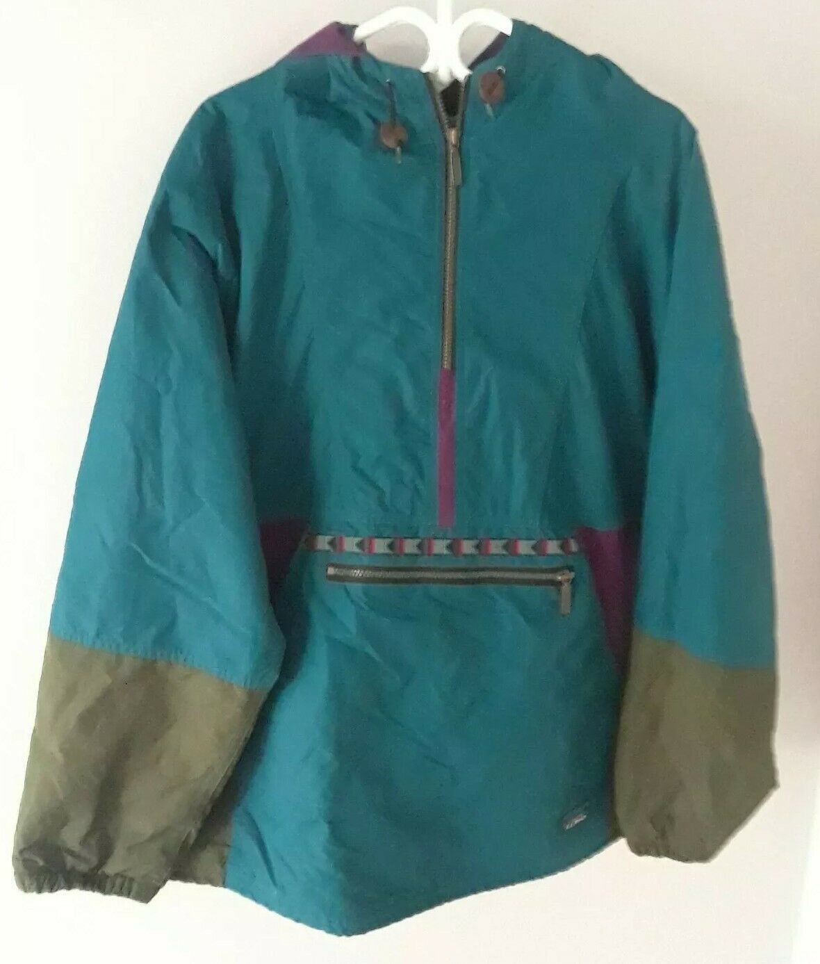 Vintage LL Bean Thinsulate Anorak Jacket Mens L Aztec Insulated 1/2 Zip ...