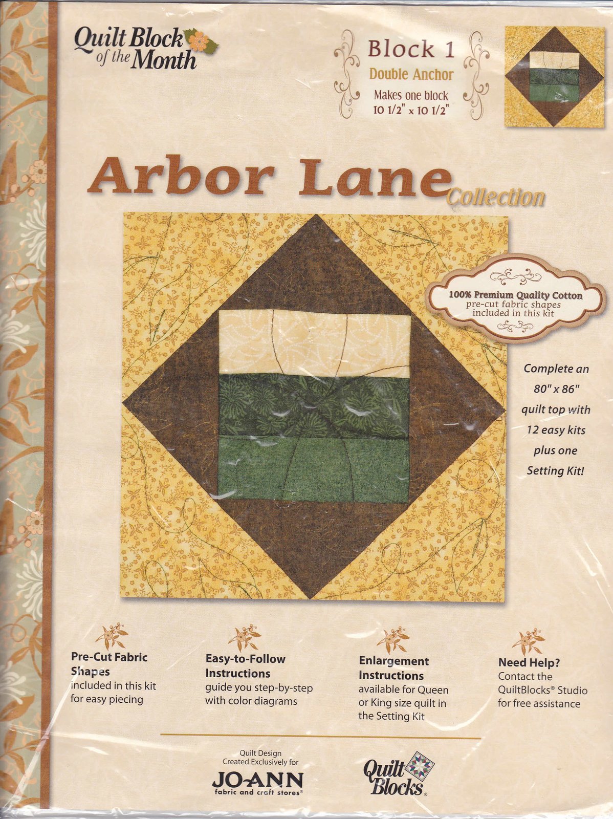 Joann Quilt Block of the Month Arbor Lane Collection 1 [Brand New