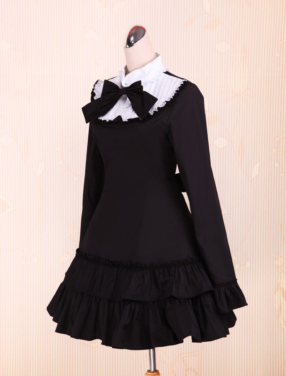 ZeroMart Black Cotton Ruffle Bow Vintage Victorian Gothic School Lolita ...