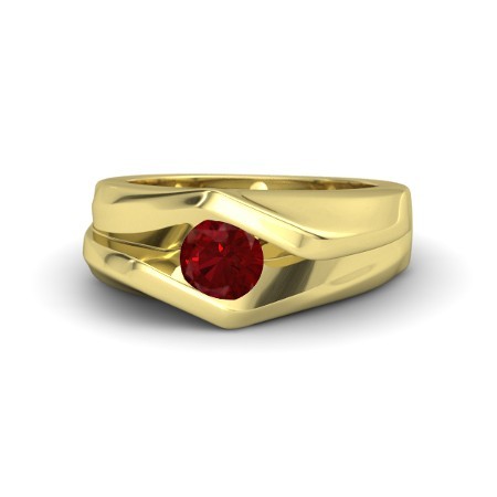 1.00 Ct Round Cut Ruby Double-Edged Ring 14k Yellow Gold Plated