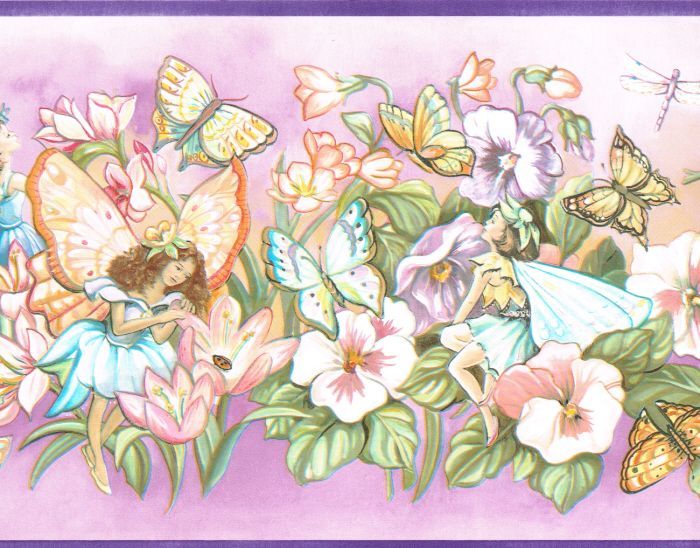 Imperial 40796620 Butterflies & Fairies Pink & Purple Wallpaper Border