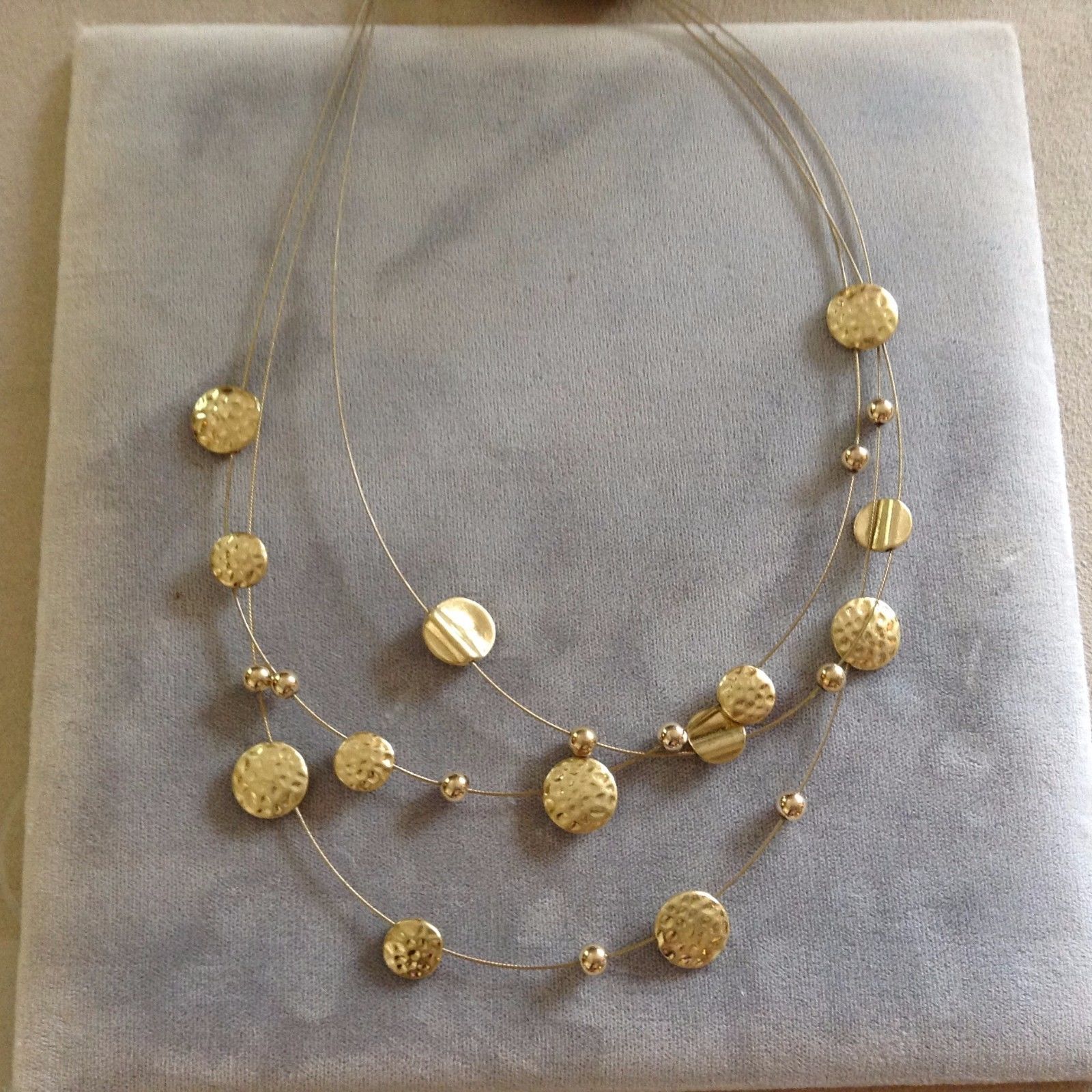 New Allure Gold Toned Necklace Three String Chain Small Multiple 