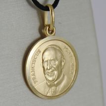 SOLID 18K YELLOW GOLD POPE FRANCIS FRANCESCO FRANCISCO 17 MM MEDAL MADE IN ITALY image 3