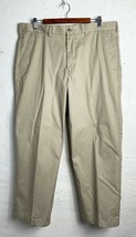 George Khaki Wrinkle Resistant Pants Flat Front Straight Fit Men's 38 x 29 - $18.95