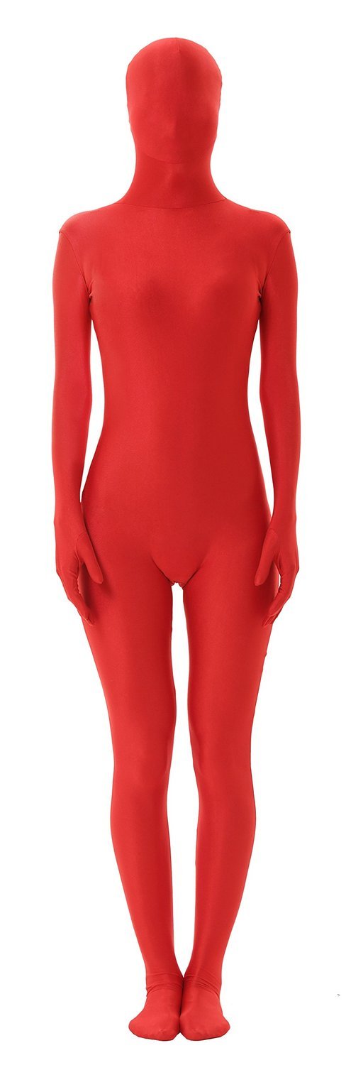 Unisex Full Body Lycra Spandex Skin Tight Bodysuit Zentai Suit Red Leotards And Unitards