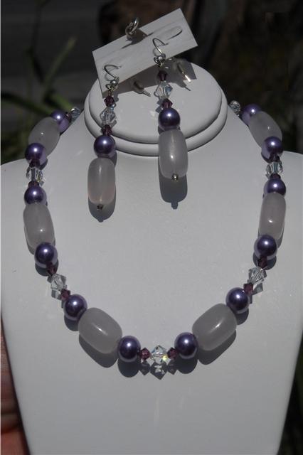Primary image for 12101N - Necklace & Earrings Set - HANDCRAFTED Cape Amethyst & Swarovski Crystal