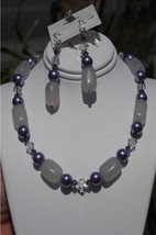 12101N - Necklace & Earrings Set - HANDCRAFTED Cape Amethyst & Swarovski Crystal - $85.00