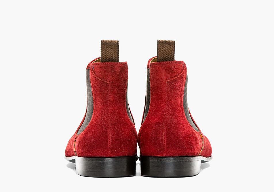 red suede chelsea boots