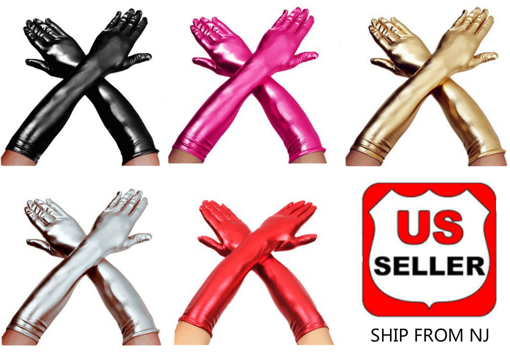 Women's 17  Long Satin Cosplay Finger Gloves