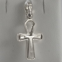 SOLID 18K WHITE GOLD CROSS, CROSS OF LIFE, ANKH, SHINY, 1.02 INCH MADE IN ITALY image 2