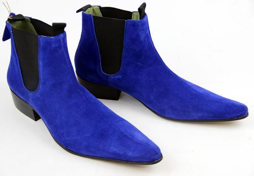 Handmade men pointed toe boots, blue ankle boot formen, men suede ...