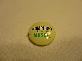 Humphrey Muskie green and blue button pin vintage - $3.95