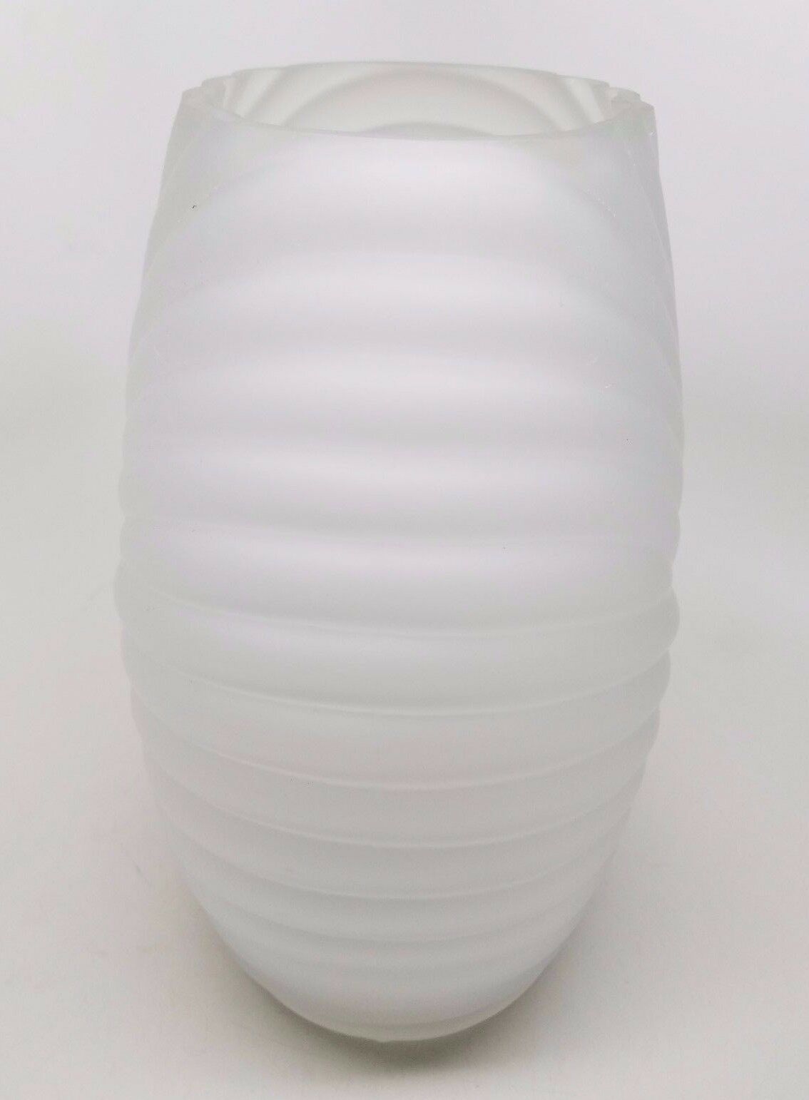 Twos Company Hand Blown Clear White Glass Vase Studio/ Handcrafted Glass