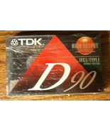 TDK D90 Blank Cassette Tape 90 Minute High Output IEC1 Type 1 Normal New - $5.00