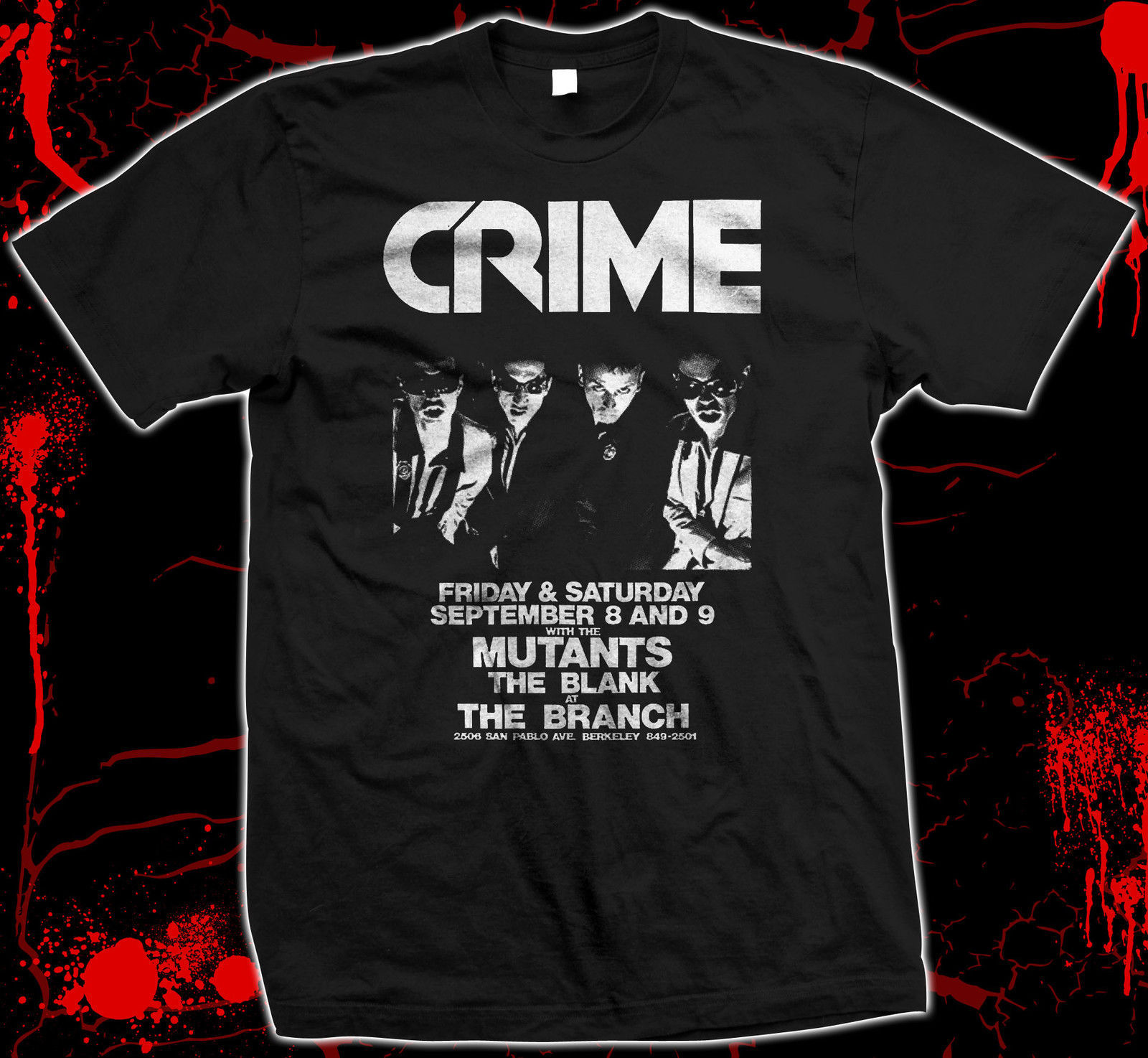 Crime, The Mutants *San Francisco '70s Punk Flyer* Hand-screened cotton t-shirt