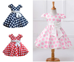 Baby Girls Princess Tutu Dress Casual Puff Polka Dot Bow Skirt 2-10 Years - $19.98