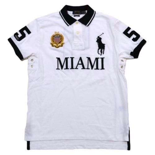 Image of NEW POLO RALPH LAUREN MIAMI COUNTRY PATCH CUSTOM FIT BIG PONY RUGBY POLO SHIRT