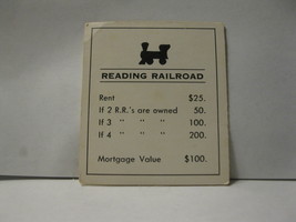 1985 Monopoly Board Game Piece: Reading Railroad Title Deed - $0.75