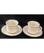 2 White Silver Elegance Cups - Saucers by International Ironstone Salem ... - $25.96
