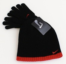 Nike Black & Red Knit Beanie & Stretch Gloves Youth Boy's 8-20 NWT - $22.27