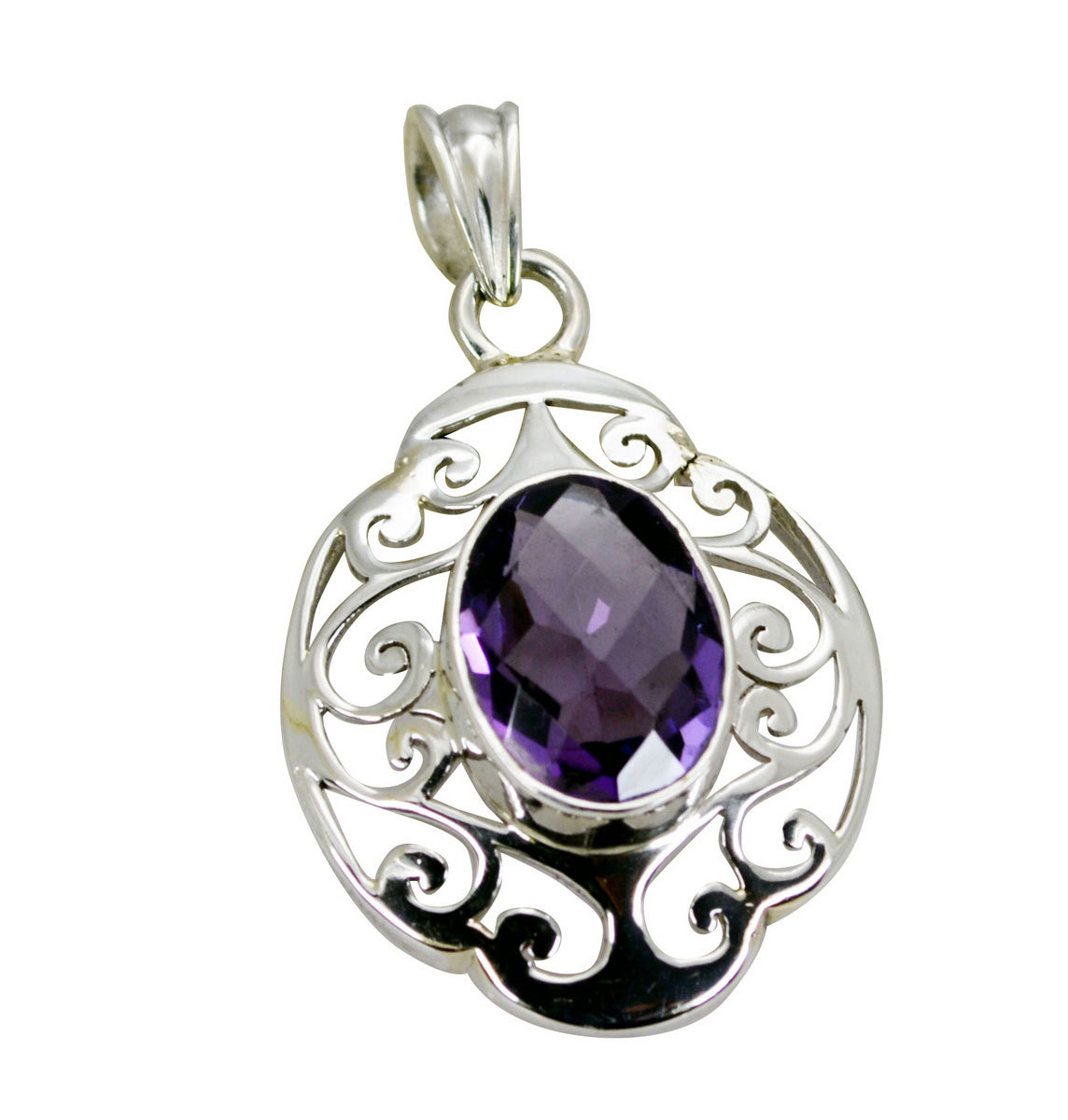 Natural Amethyst Pendant For Women 925 Silver Chakra Healing Necklace ...